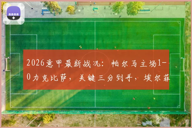 2026意甲最新战况：帕尔马主场1-0力克比萨，关键三分到手，埃尔菲格打入制胜球